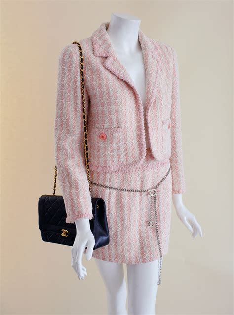 Chanel tweed suit pink